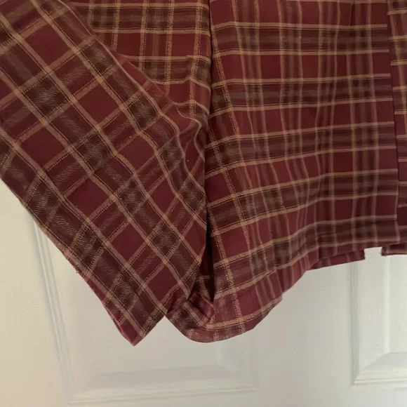 Women’s Maroon Plaid Double-Breasted Blazer Romper - Picture 3 of 10